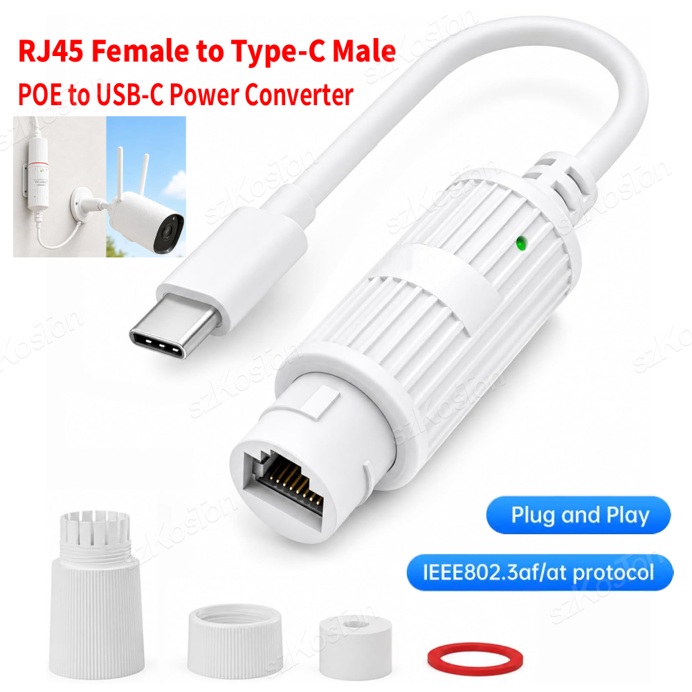 Power Over Ethernet - Konwerter zasilania POE na USB-C, adapter